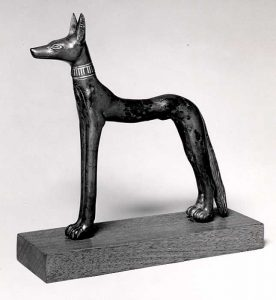 Wepwawet – Bronze or copper alloy statue with gold inlay, ~700-332 BCE. Metropolitan Museum of Art, New York
